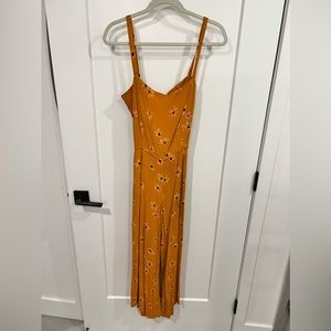 Anthropologie Mustard Yellow Floral Jumsuit